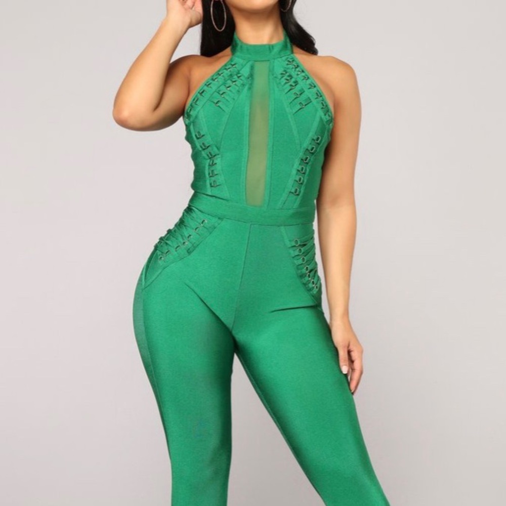 Green Fashion Nova bandage jumpsuit